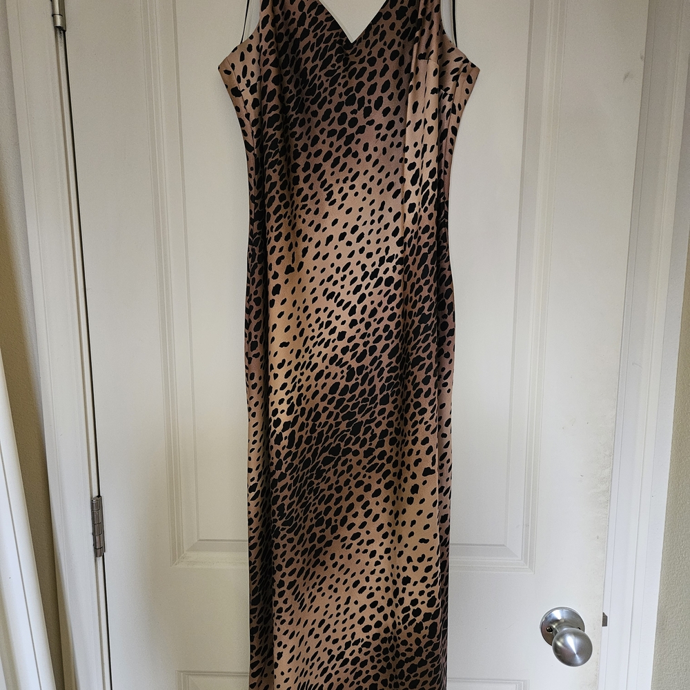 Good American Leopard Print Midi Slip Dress